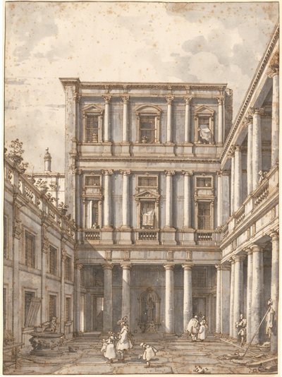 A Venetian Courtyard, in the Procuratie Nuove by Canaletto