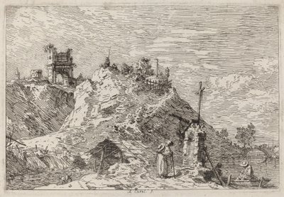 Landscape with the Pilgrim at Prayer by Canaletto