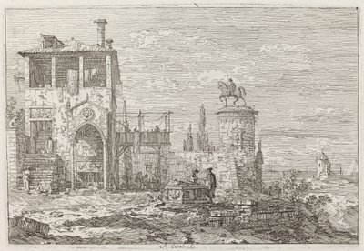 The Equestrian Monument (upper right), c. 1735-1746 by Canaletto