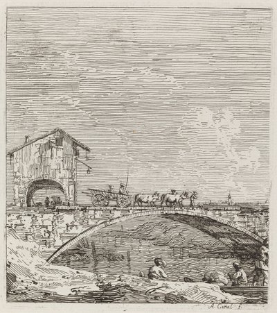 The Wagon Passing over a Bridge, c. 1735-1746 by Canaletto