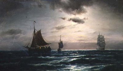 Shipping in Moonlit Waters by Carl Bille
