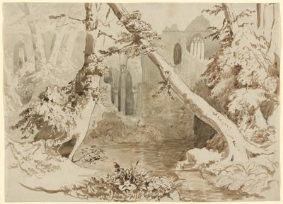 A Ruined Church in the Forest by Carl Blechen