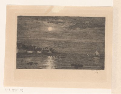 Village by the Water, by Moonlight by Carl Bloch