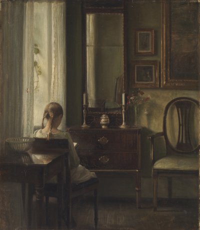 Interior with a Girl Reading by Carl Holsoe