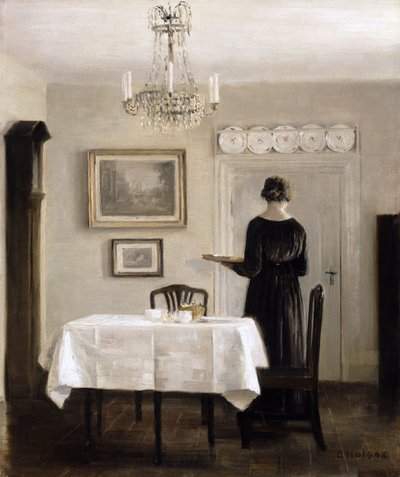 Interior with Lady Carrying Tray by Carl Holsoe