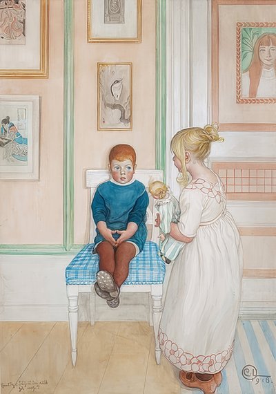 Are You Afraid of Me? 1918 by Carl Larsson