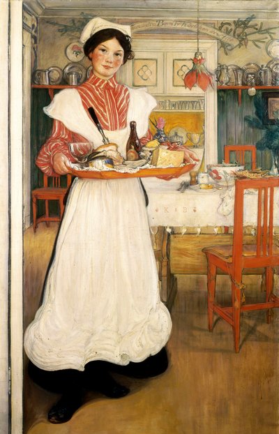 Martina Carrying Breakfast on a Tray by Carl Larsson