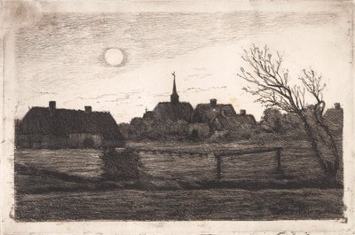 Hornbæk Church, Summer Evening by Carl Locher