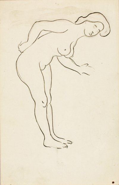 Female Nude Leaning Over by Carl Newman