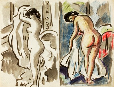 Two Standing Female Nudes by Carl Newman