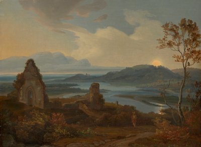 River Landscape with Church Ruin by Carl Rottmann