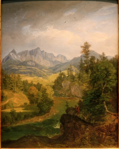 Mountain Landscape with River near Berchtesgaden by Carl Rottmann
