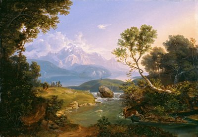 Deer Hunt at Hintersee near Berchtesgaden by Carl Rottmann