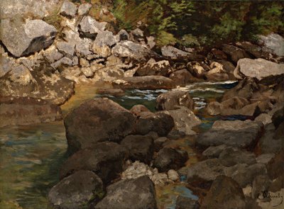 Mountain Stream with Boulders by Carl Schuch