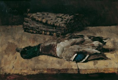 Still Life with Wild Duck and Hunting Bag I by Carl Schuch
