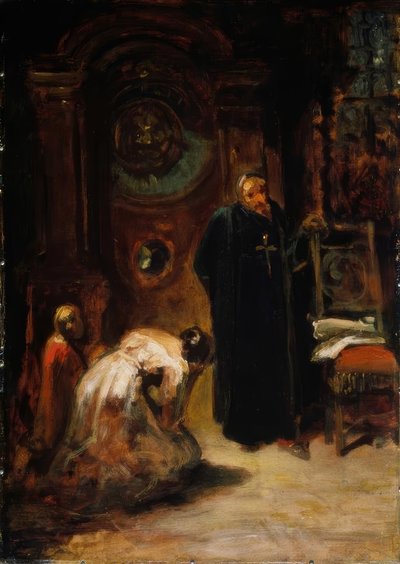 The Confession by Carl Spitzweg