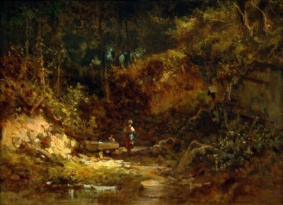 Girl at the Forest Fountain by Carl Spitzweg