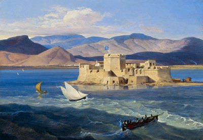 Fortress Bourtzi near Nauplia by Carl Wilhelm Freiherr von Heideck