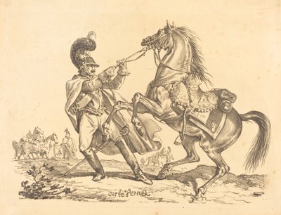 Cuirassier Holding Back His Rearing Horse by Carle Vernet