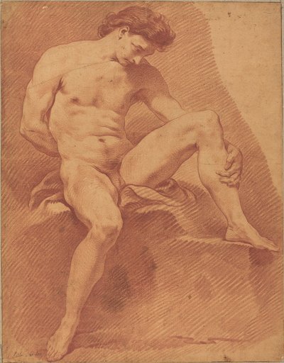 A Seated Male Nude by Carle van Loo