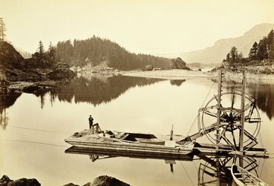 Floating Salmon Wheel, Cascades by Carleton E. Watkins