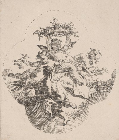 Putti Holding Flowers by Carlo Innocenzo Carloni