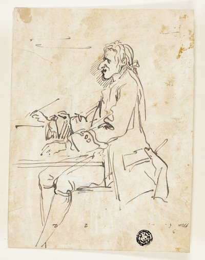 Caricature of Man Writing by Carlo Marchionni