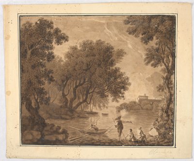 Fishermen in Landscape by Carlo Marchionni