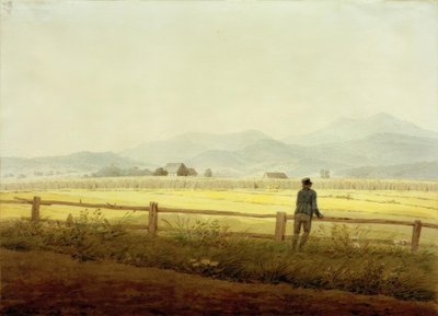 Mountain Landscape with Figure (Schmiedeberger Ridge) by Caspar David Friedrich