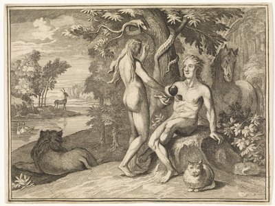 Eve Offering Adam the Forbidden Fruit by Caspar Luyken