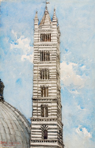 Cathedral Tower, Siena, 1927 by Cass Gilbert