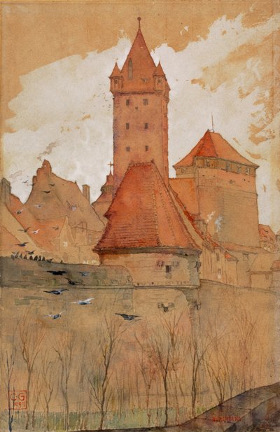 Towers from the City Wall, Nuremberg, 1897 by Cass Gilbert