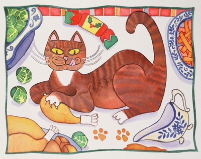 Christmas Cat and the Turkey by Cathy Baxter