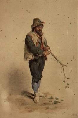 Italian Peasant Cutting a Stick by Cecilia Melanie Beresford