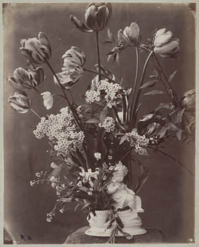 Flower Study in Vase with Child Figure by Charles Aubry (manner of)