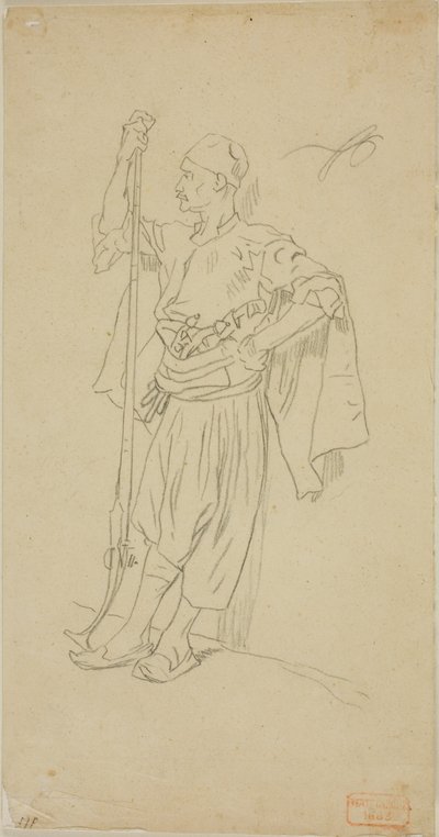 Armed Arab Leaning Against a Wall by Charles Bargue