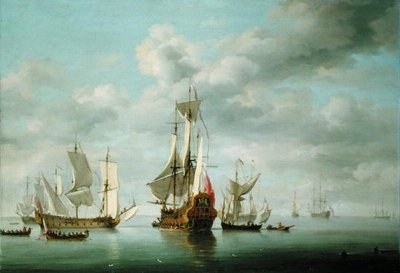 Warships Becalmed by Charles Brooking