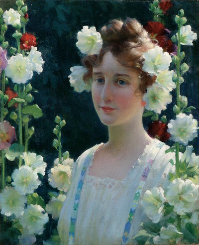 Among the Hollyhocks by Charles Courtney Curran