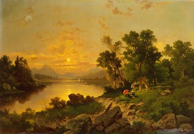 An Extensive Lake Landscape by Charles Delfauer