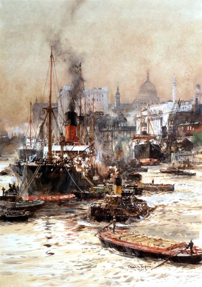 The Thames Below St Pauls by Charles Edward Dixon