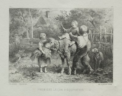 First Riding Lesson by Charles Emile Jacque