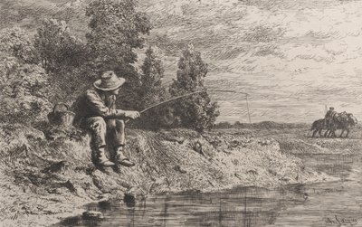 Fishing for Roach, 1865 by Charles Emile Jacque