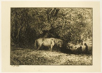 Horse in a Wood by Charles Emile Jacque