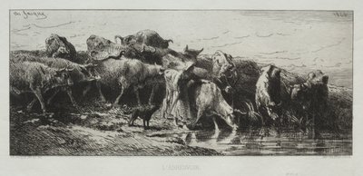 The Watering Place by Charles Emile Jacque
