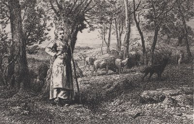 The Shepherdess by Charles Emile Jacque