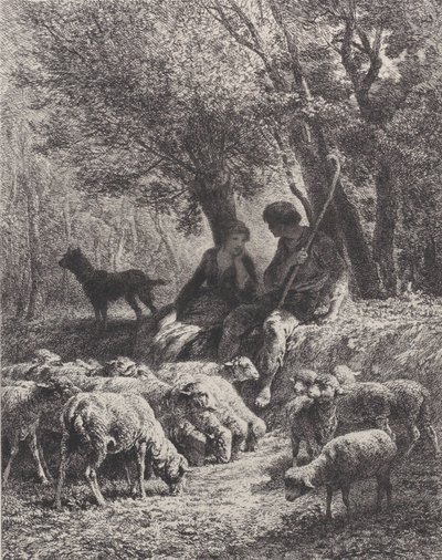 Pastoral Scene, 1864 by Charles Emile Jacque