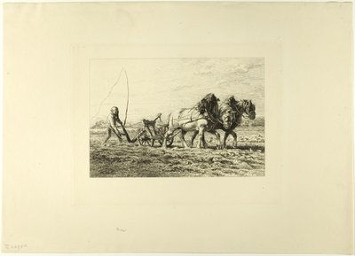 Plowing by Charles Emile Jacque