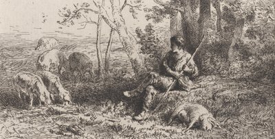 Small Pig Herd, 1864 by Charles Emile Jacque