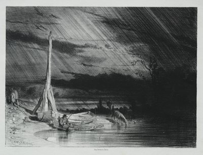 The Fisherman, Rainy Weather by Charles Emile Jacque