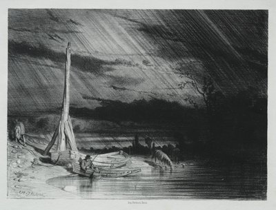 The Fisherman, Rainy Weather by Charles Emile Jacque